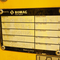 2017 BOMAG BW120SL-5 Tandem Roller - Image 17