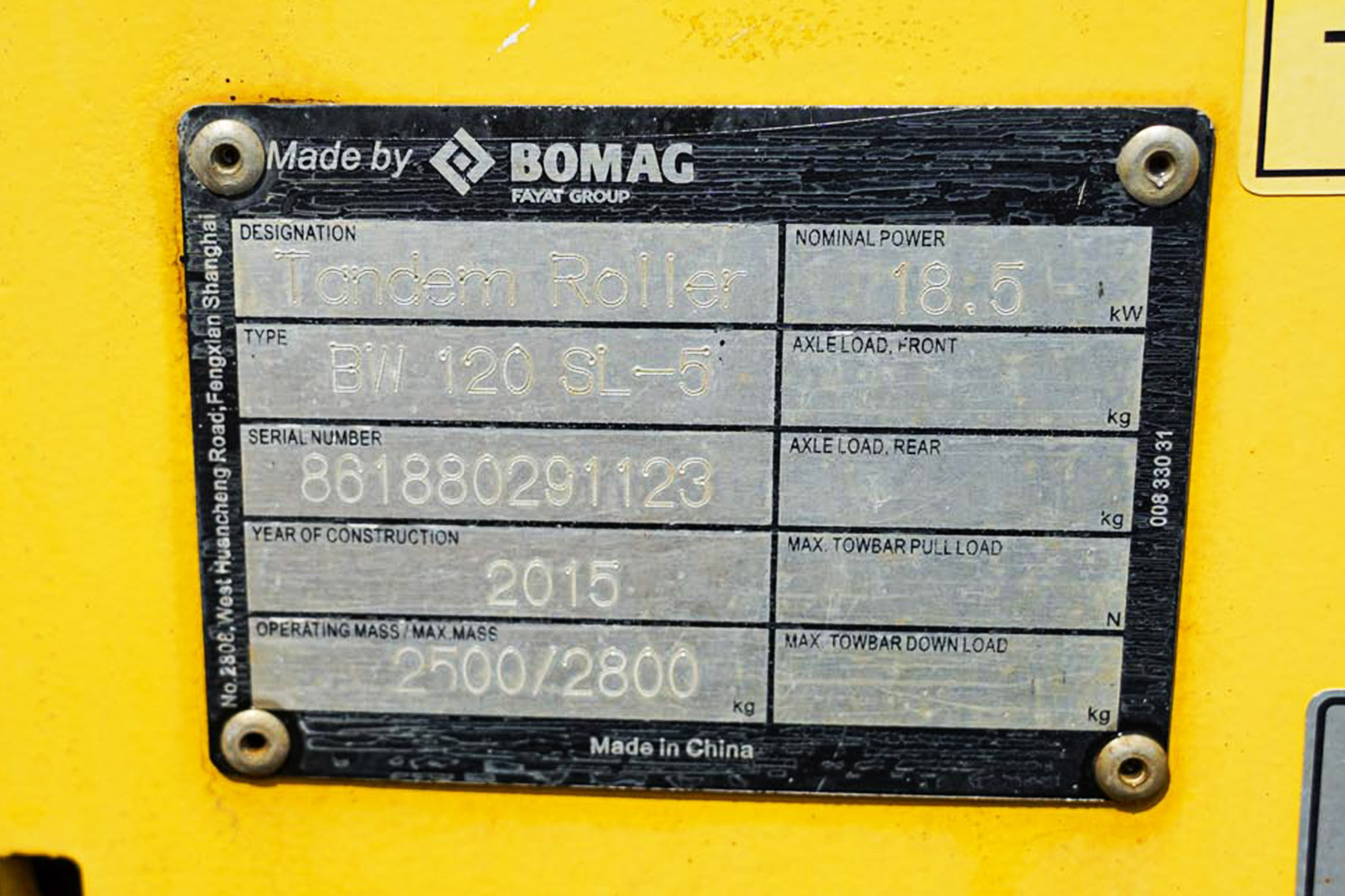 2015 BOMAG BW120SL-5 Double Drum Roller - Image 25