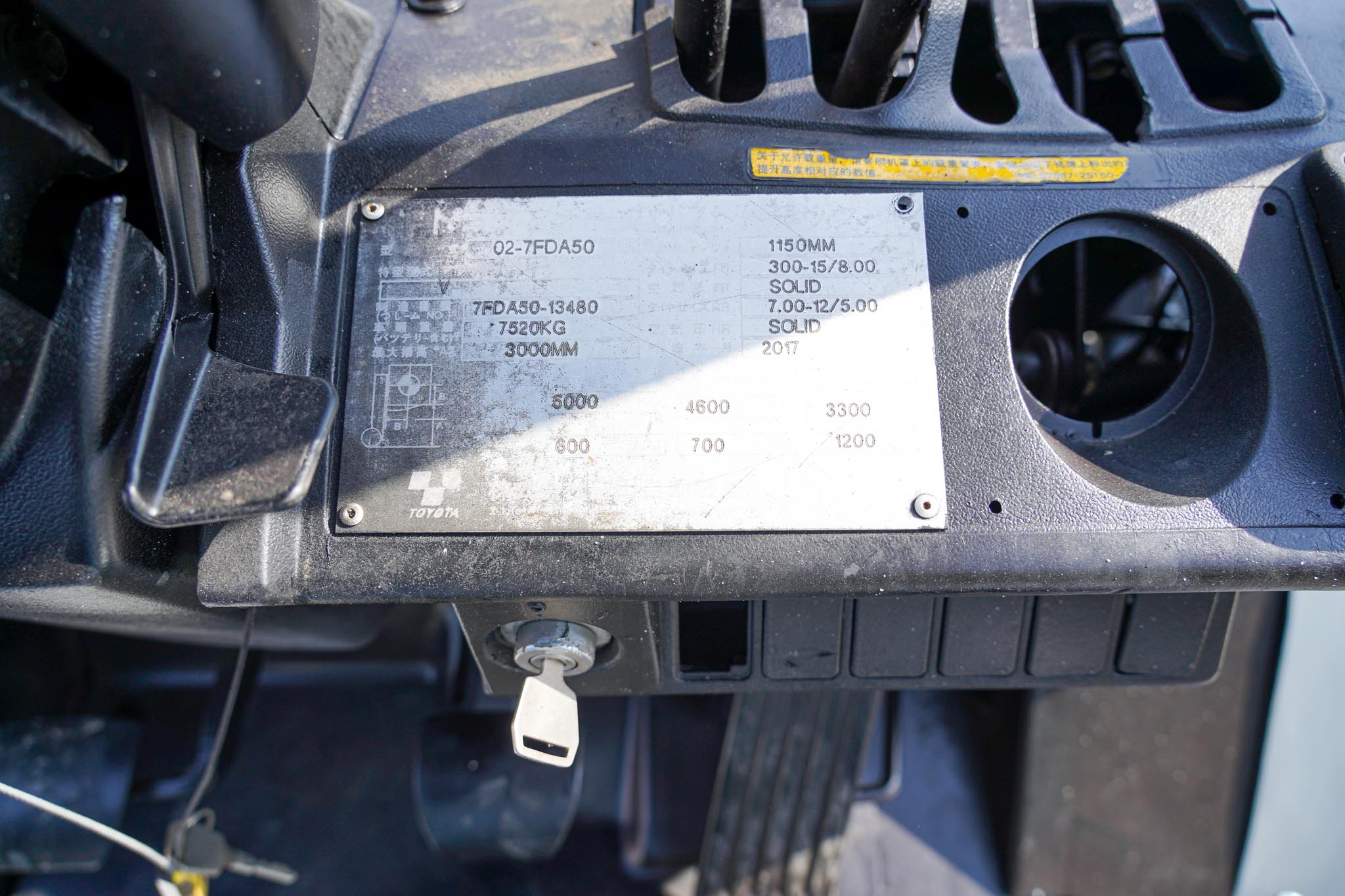 2017 Toyota 7FD50 11023 lb 5 Ton Pneumatic Tire Forklift - Image 29