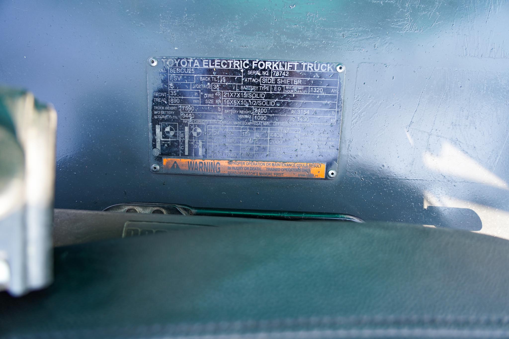 2018 Toyota 8FBCU25 2 Ton 4400 lb Cushion Tire Electric Forklift - Image 29
